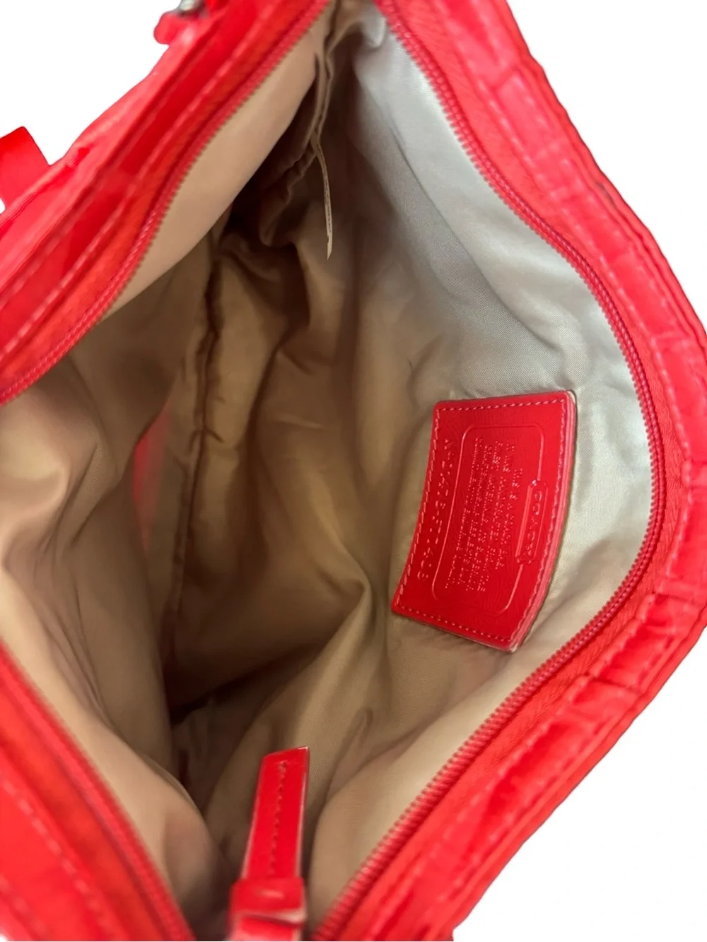 Coach Red Signature Nylon Crossbody Purse